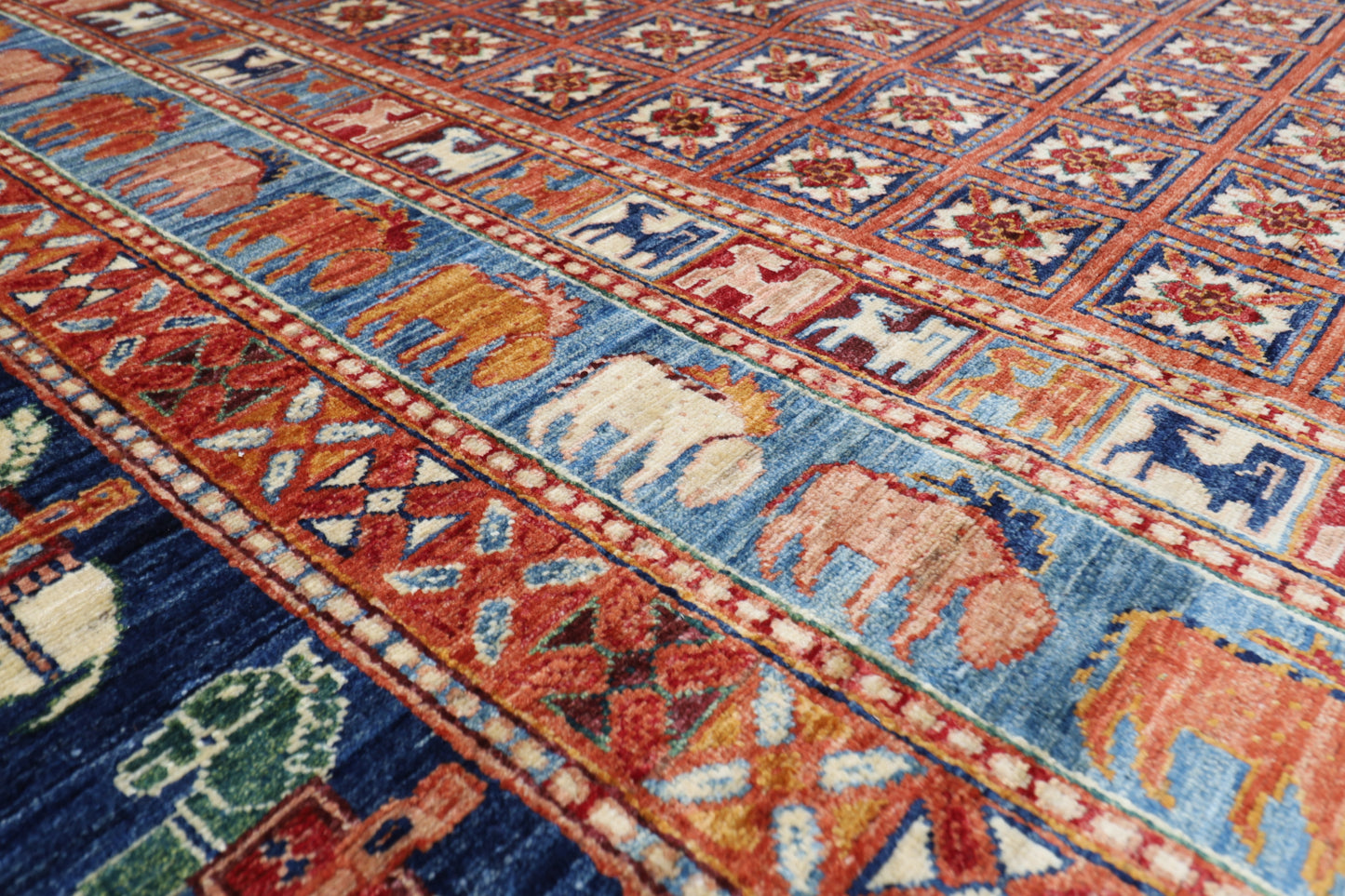270 x 360 cm | Oriental Animal Tribal Area Rug Afghan Hand Knotted Veg Dye Wool carpet