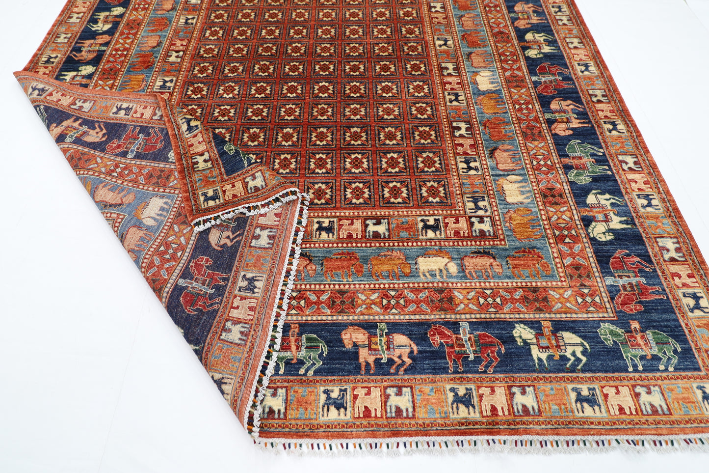 270 x 360 cm | Oriental Animal Tribal Area Rug Afghan Hand Knotted Veg Dye Wool carpet