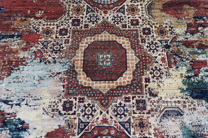 296 x 293 cm | Oriental Abstract Round Rug Afghan Hand Knotted Veg Dye Wool carpet