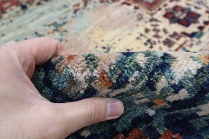 296 x 293 cm | Oriental Abstract Round Rug Afghan Hand Knotted Veg Dye Wool carpet