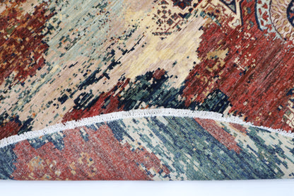 296 x 293 cm | Oriental Abstract Round Rug Afghan Hand Knotted Veg Dye Wool carpet