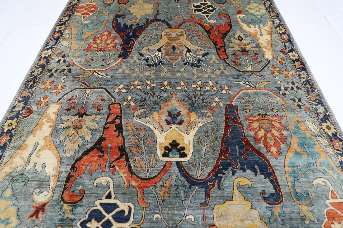 271 x 364 cm | Oriental Kawros Gray Area Rug Afghan Hand Knotted Veg Dye Wool carpet