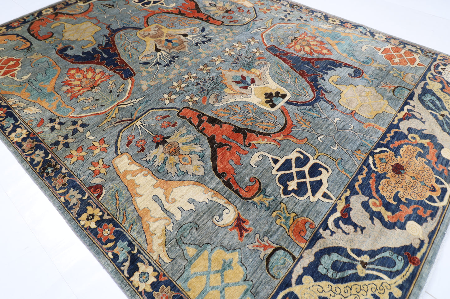 271 x 364 cm | Oriental Kawros Gray Area Rug Afghan Hand Knotted Veg Dye Wool carpet
