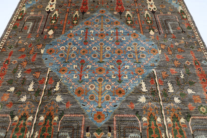 248 x 301 cm | Oriental Tree of life Brown Area Rug Afghan Hand Knotted Veg Dye Wool carpet