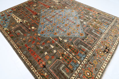 248 x 301 cm | Oriental Tree of life Brown Area Rug Afghan Hand Knotted Veg Dye Wool carpet