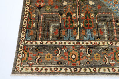 248 x 301 cm | Oriental Tree of life Brown Area Rug Afghan Hand Knotted Veg Dye Wool carpet