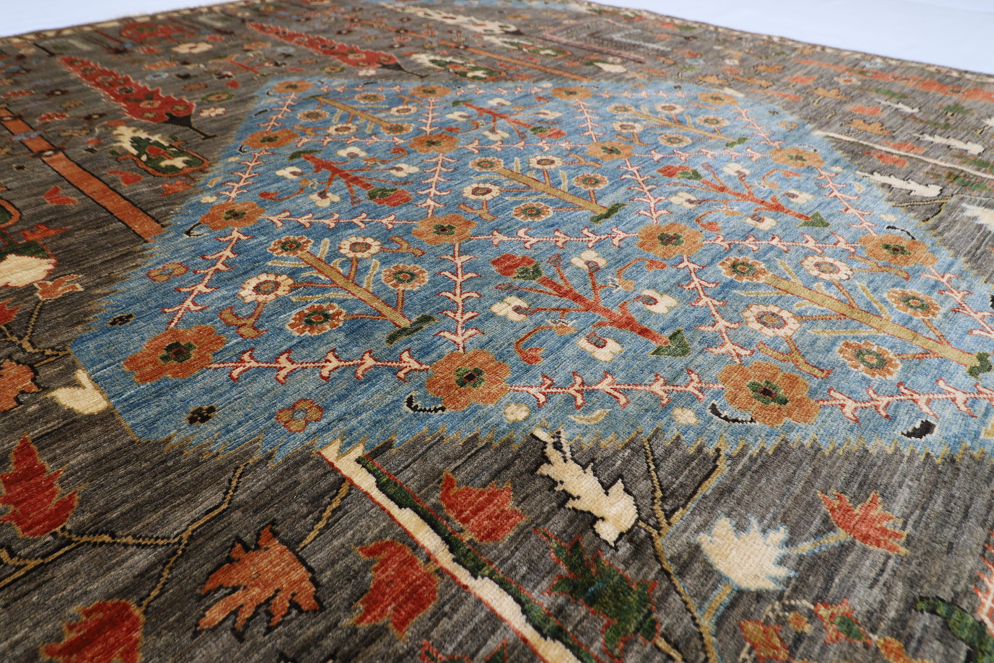 248 x 301 cm | Oriental Tree of life Brown Area Rug Afghan Hand Knotted Veg Dye Wool carpet