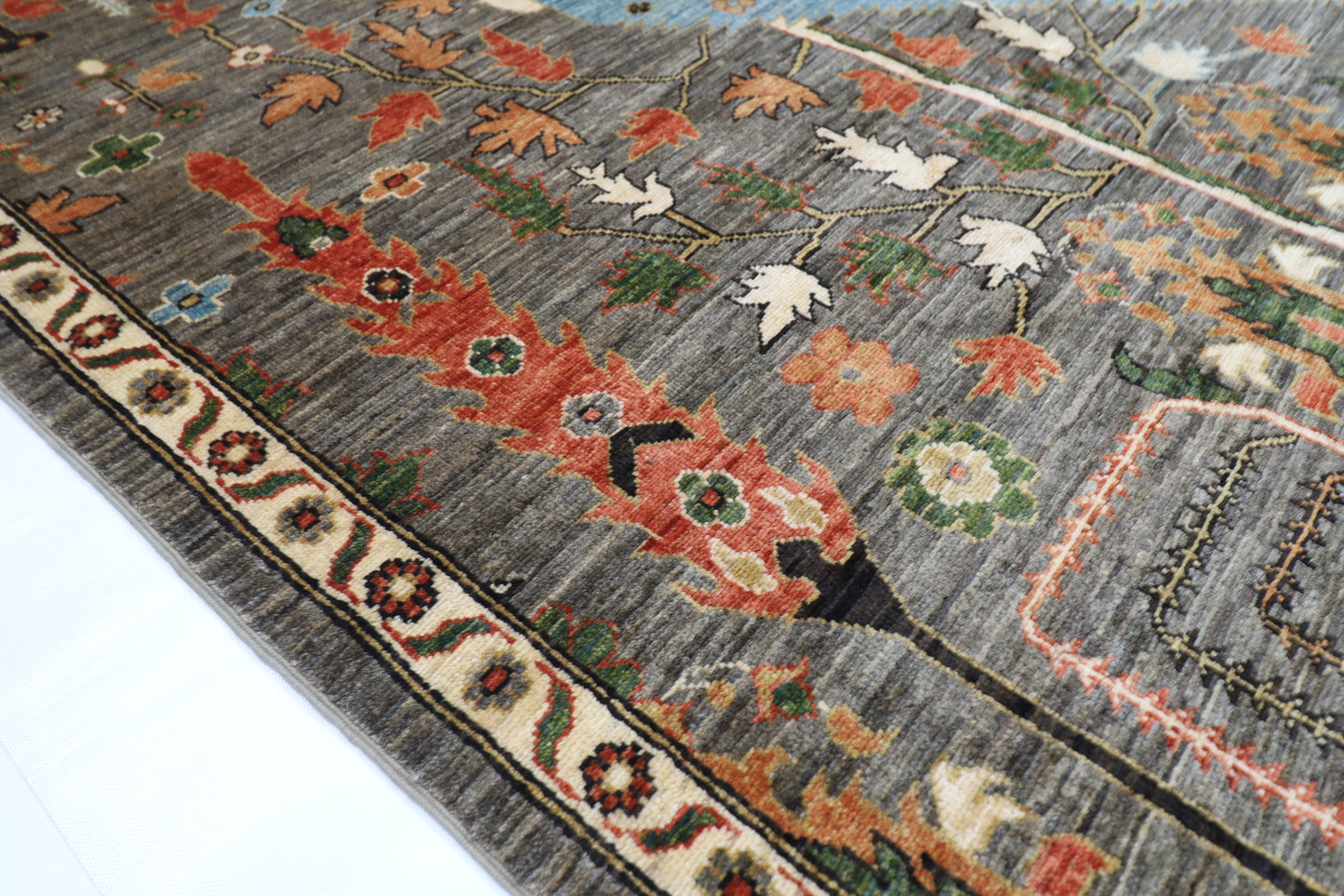 248 x 301 cm | Oriental Tree of life Brown Area Rug Afghan Hand Knotted Veg Dye Wool carpet