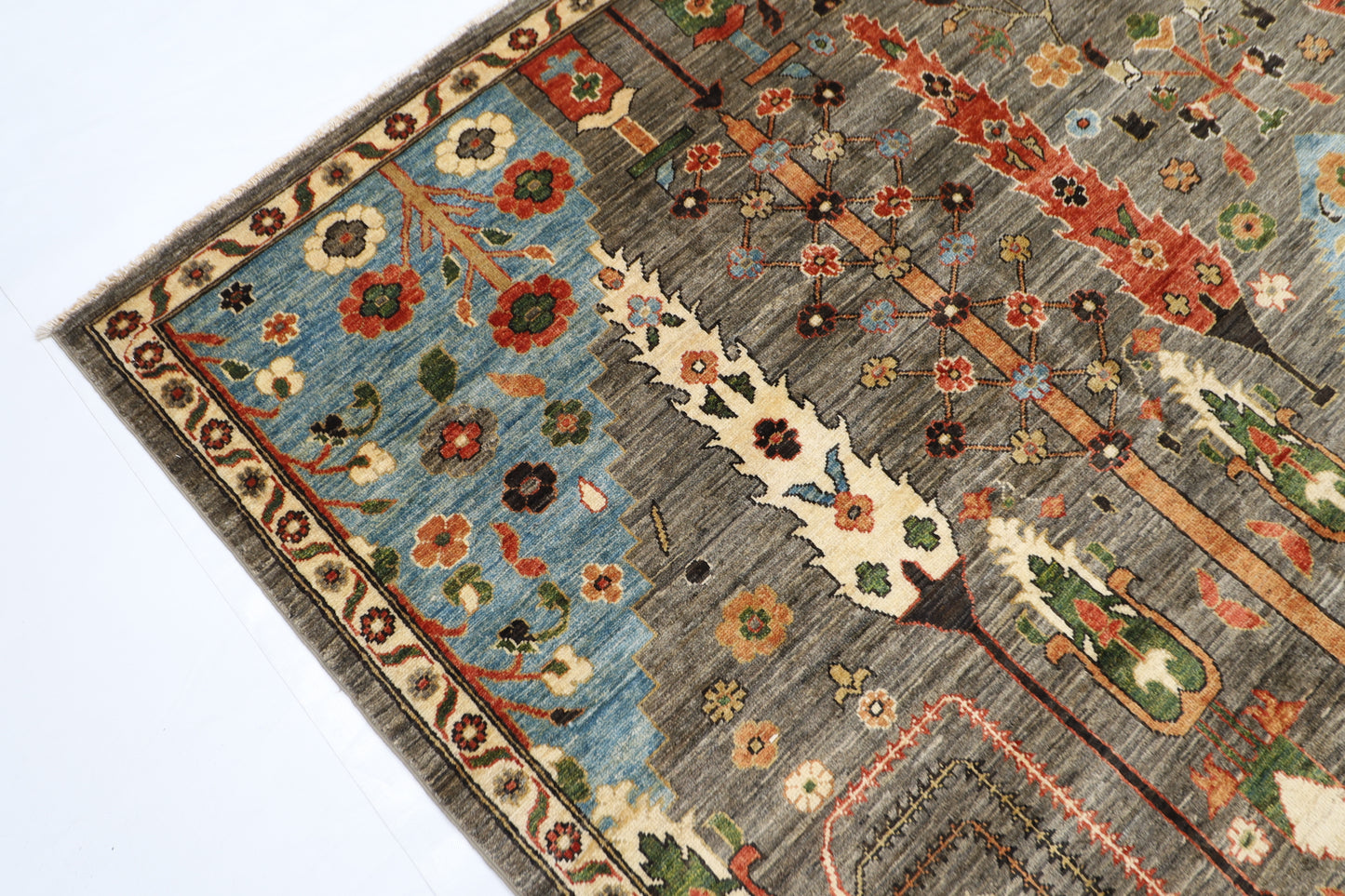 248 x 301 cm | Oriental Tree of life Brown Area Rug Afghan Hand Knotted Veg Dye Wool carpet