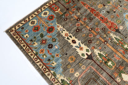 248 x 301 cm | Oriental Tree of life Brown Area Rug Afghan Hand Knotted Veg Dye Wool carpet
