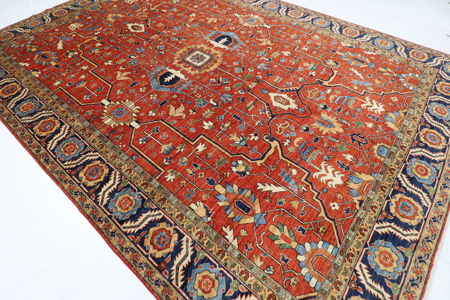 299 x 417 cm | Oriental Serapi Red Area Rug Afghan Hand Knotted Veg Dye Wool carpet