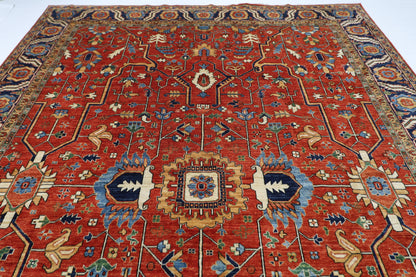299 x 417 cm | Oriental Serapi Red Area Rug Afghan Hand Knotted Veg Dye Wool carpet