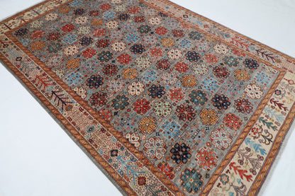 180 x 274 cm | Floral Gray Tribal Area Rug Afghan Hand Knotted veg Dye Wool carpet