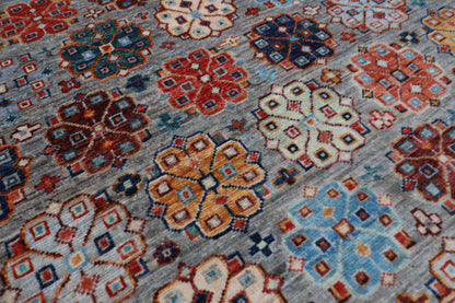 180 x 274 cm | Floral Gray Tribal Area Rug Afghan Hand Knotted veg Dye Wool carpet