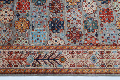 180 x 274 cm | Floral Gray Tribal Area Rug Afghan Hand Knotted veg Dye Wool carpet