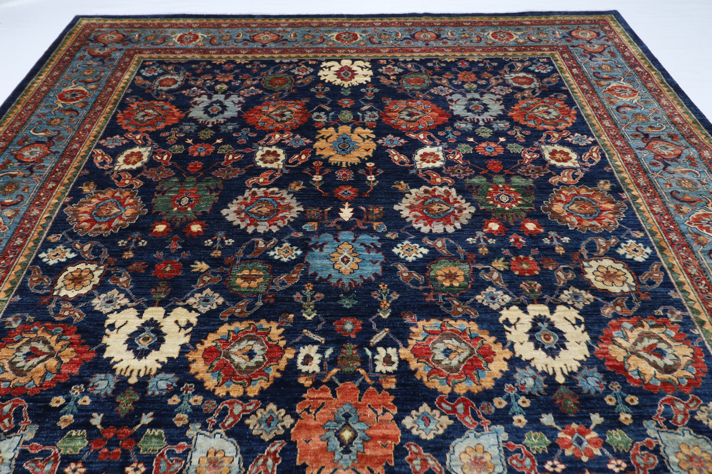 303 x 425 cm | Oriental Bidjar blue Area Rug Afghan Hand Knotted Veg Dye Wool carpet