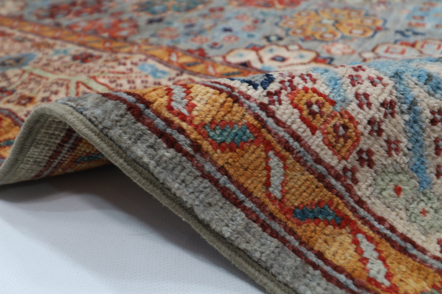 180 x 274 cm | Floral Gray Tribal Area Rug Afghan Hand Knotted veg Dye Wool carpet