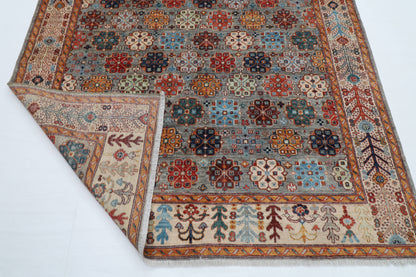 180 x 274 cm | Floral Gray Tribal Area Rug Afghan Hand Knotted veg Dye Wool carpet