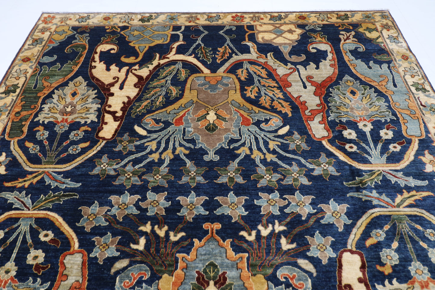 248 x 298 cm | Oriental Kawros blue Area Rug Afghan Hand Knotted Veg Dye Wool carpet