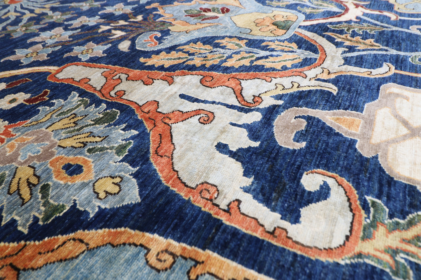 248 x 298 cm | Oriental Kawros blue Area Rug Afghan Hand Knotted Veg Dye Wool carpet