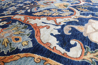 248 x 298 cm | Oriental Kawros blue Area Rug Afghan Hand Knotted Veg Dye Wool carpet