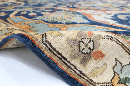 248 x 298 cm | Oriental Kawros blue Area Rug Afghan Hand Knotted Veg Dye Wool carpet