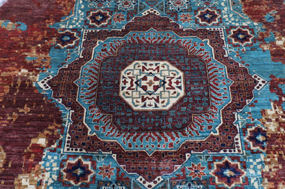 245 x 243 cm | Oriental Abstract Round Rug Afghan Hand Knotted Veg Dye Wool carpet