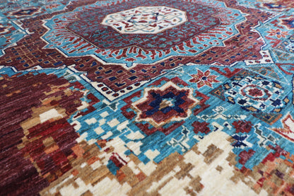 245 x 243 cm | Oriental Abstract Round Rug Afghan Hand Knotted Veg Dye Wool carpet