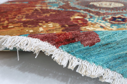 245 x 243 cm | Oriental Abstract Round Rug Afghan Hand Knotted Veg Dye Wool carpet