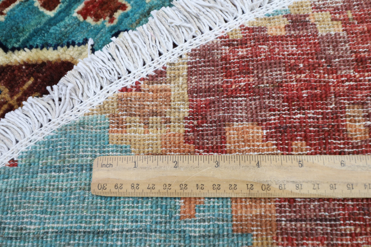 245 x 243 cm | Oriental Abstract Round Rug Afghan Hand Knotted Veg Dye Wool carpet