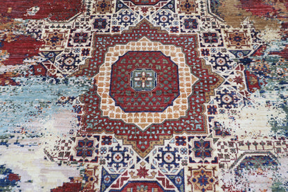 300 x 295 cm | Oriental Abstract Round Rug Afghan Hand Knotted Veg Dye Wool carpet