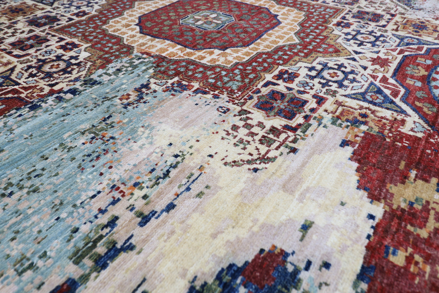 300 x 295 cm | Oriental Abstract Round Rug Afghan Hand Knotted Veg Dye Wool carpet