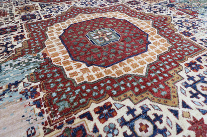 300 x 295 cm | Oriental Abstract Round Rug Afghan Hand Knotted Veg Dye Wool carpet