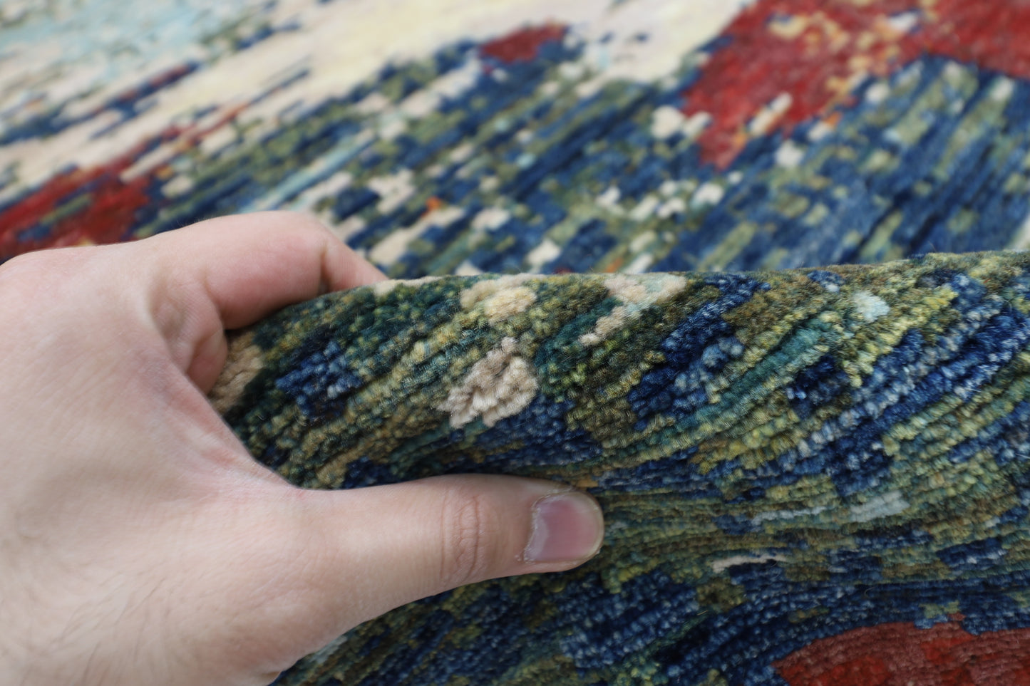 300 x 295 cm | Oriental Abstract Round Rug Afghan Hand Knotted Veg Dye Wool carpet