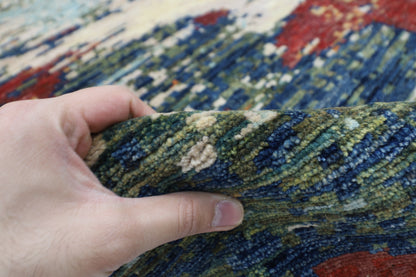 300 x 295 cm | Oriental Abstract Round Rug Afghan Hand Knotted Veg Dye Wool carpet