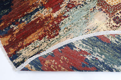 300 x 295 cm | Oriental Abstract Round Rug Afghan Hand Knotted Veg Dye Wool carpet