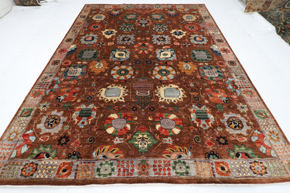 271 x 357 cm | Oriental Serapi Brown Area Rug Afghan Hand Knotted Veg Dye Wool carpet