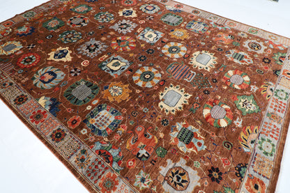 271 x 357 cm | Oriental Serapi Brown Area Rug Afghan Hand Knotted Veg Dye Wool carpet