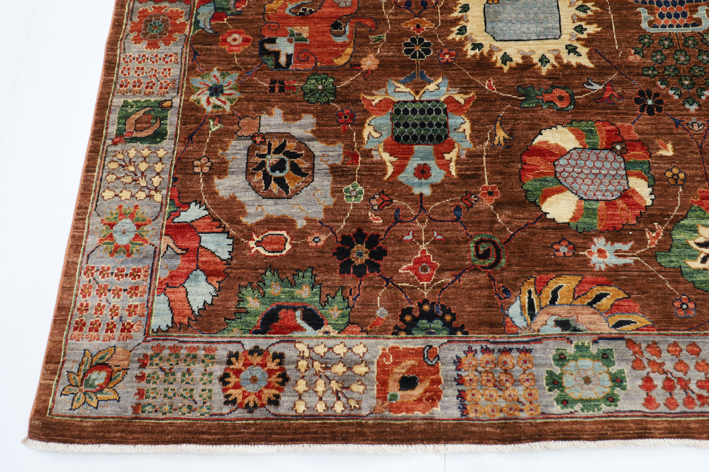 271 x 357 cm | Oriental Serapi Brown Area Rug Afghan Hand Knotted Veg Dye Wool carpet