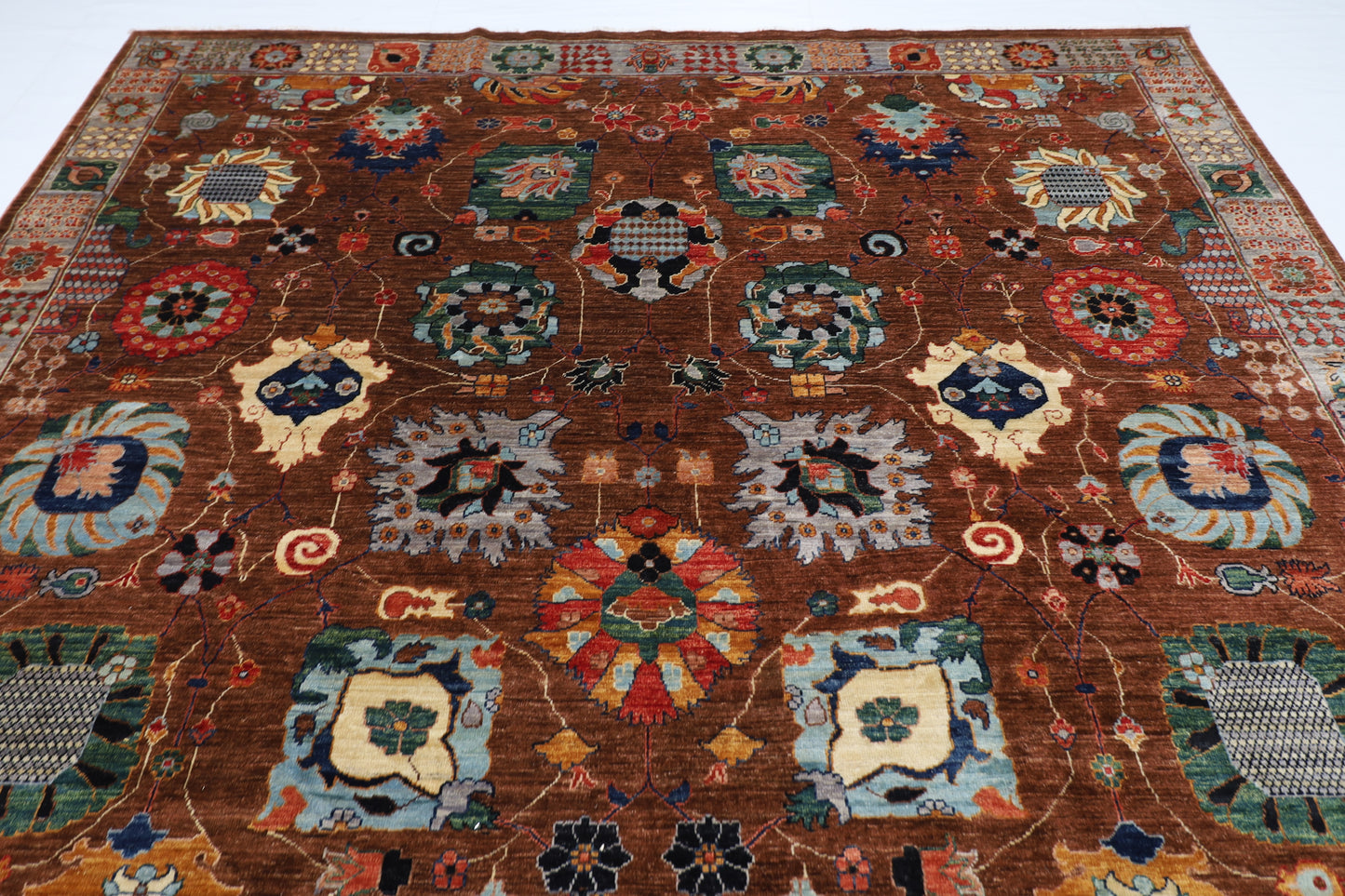271 x 357 cm | Oriental Serapi Brown Area Rug Afghan Hand Knotted Veg Dye Wool carpet