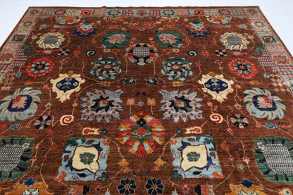 271 x 357 cm | Oriental Serapi Brown Area Rug Afghan Hand Knotted Veg Dye Wool carpet