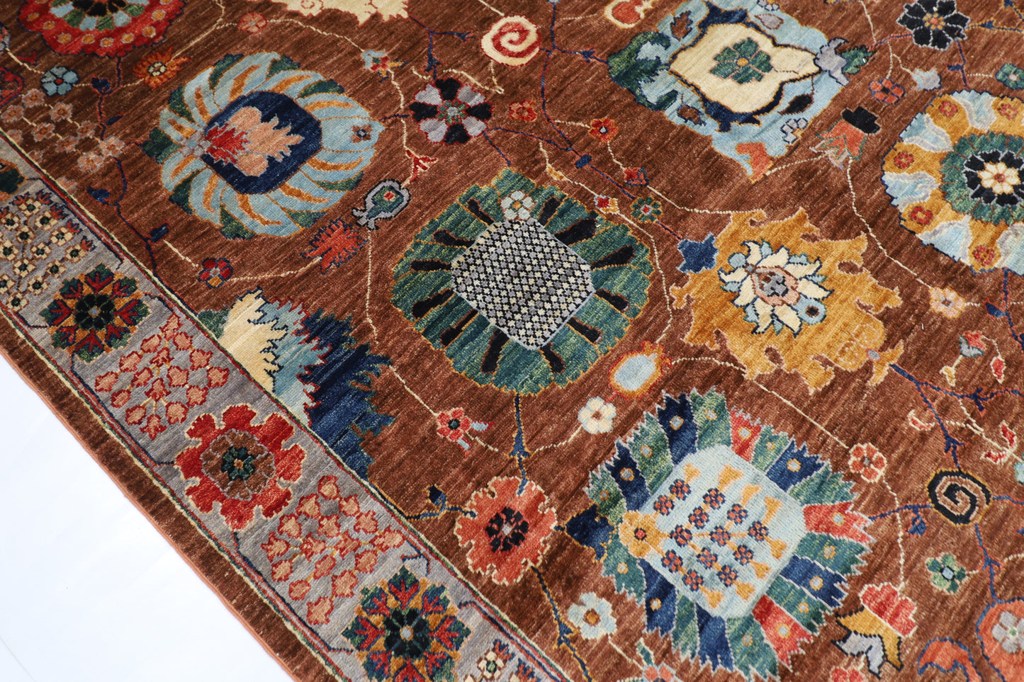 271 x 357 cm | Oriental Serapi Brown Area Rug Afghan Hand Knotted Veg Dye Wool carpet