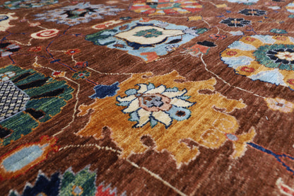 271 x 357 cm | Oriental Serapi Brown Area Rug Afghan Hand Knotted Veg Dye Wool carpet