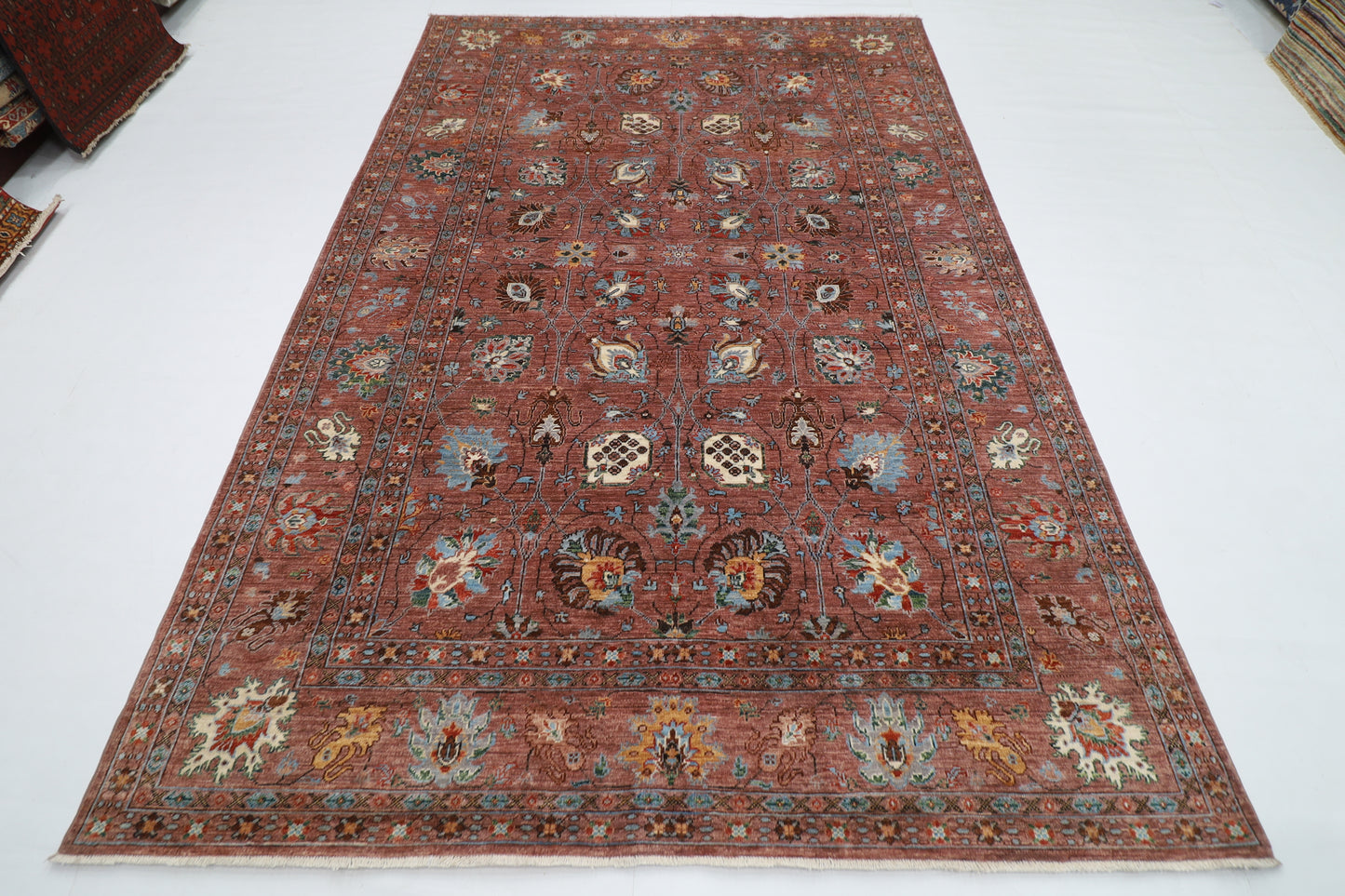 197 x 297 cm |  floral Pink Tribal Area Rug Afghan Hand Knotted veg Dye Wool carpet