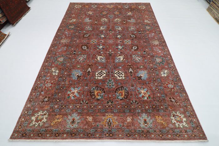 197 x 297 cm |  floral Pink Tribal Area Rug Afghan Hand Knotted veg Dye Wool carpet