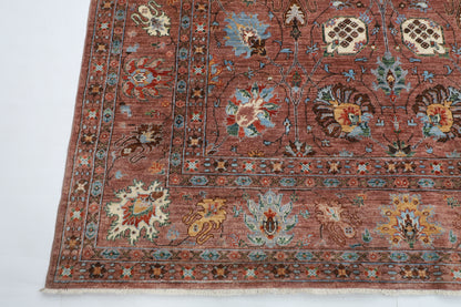 197 x 297 cm |  floral Pink Tribal Area Rug Afghan Hand Knotted veg Dye Wool carpet