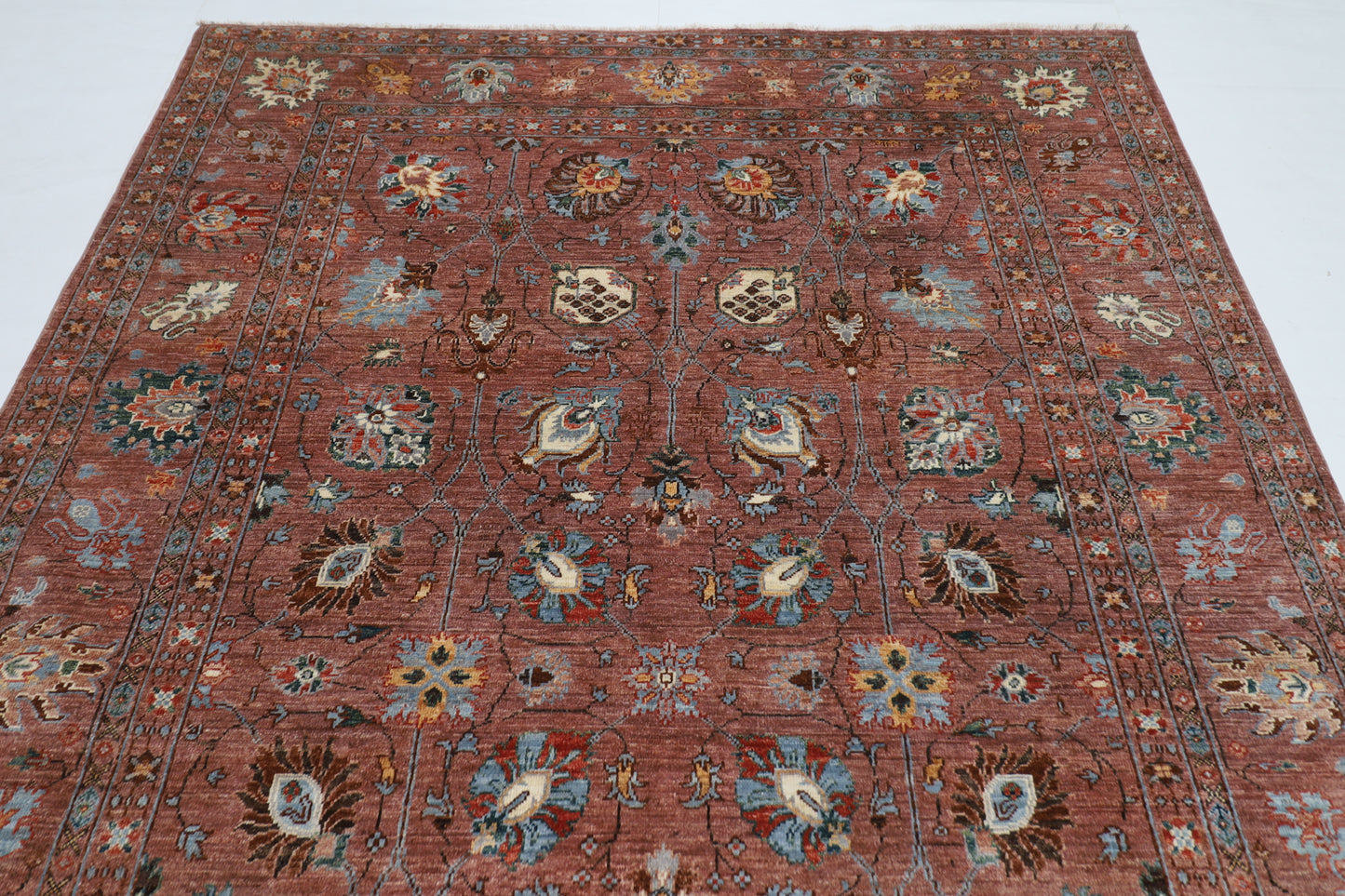 197 x 297 cm |  floral Pink Tribal Area Rug Afghan Hand Knotted veg Dye Wool carpet