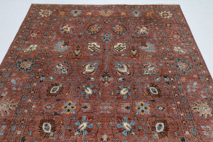 197 x 297 cm |  floral Pink Tribal Area Rug Afghan Hand Knotted veg Dye Wool carpet