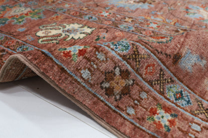 197 x 297 cm |  floral Pink Tribal Area Rug Afghan Hand Knotted veg Dye Wool carpet