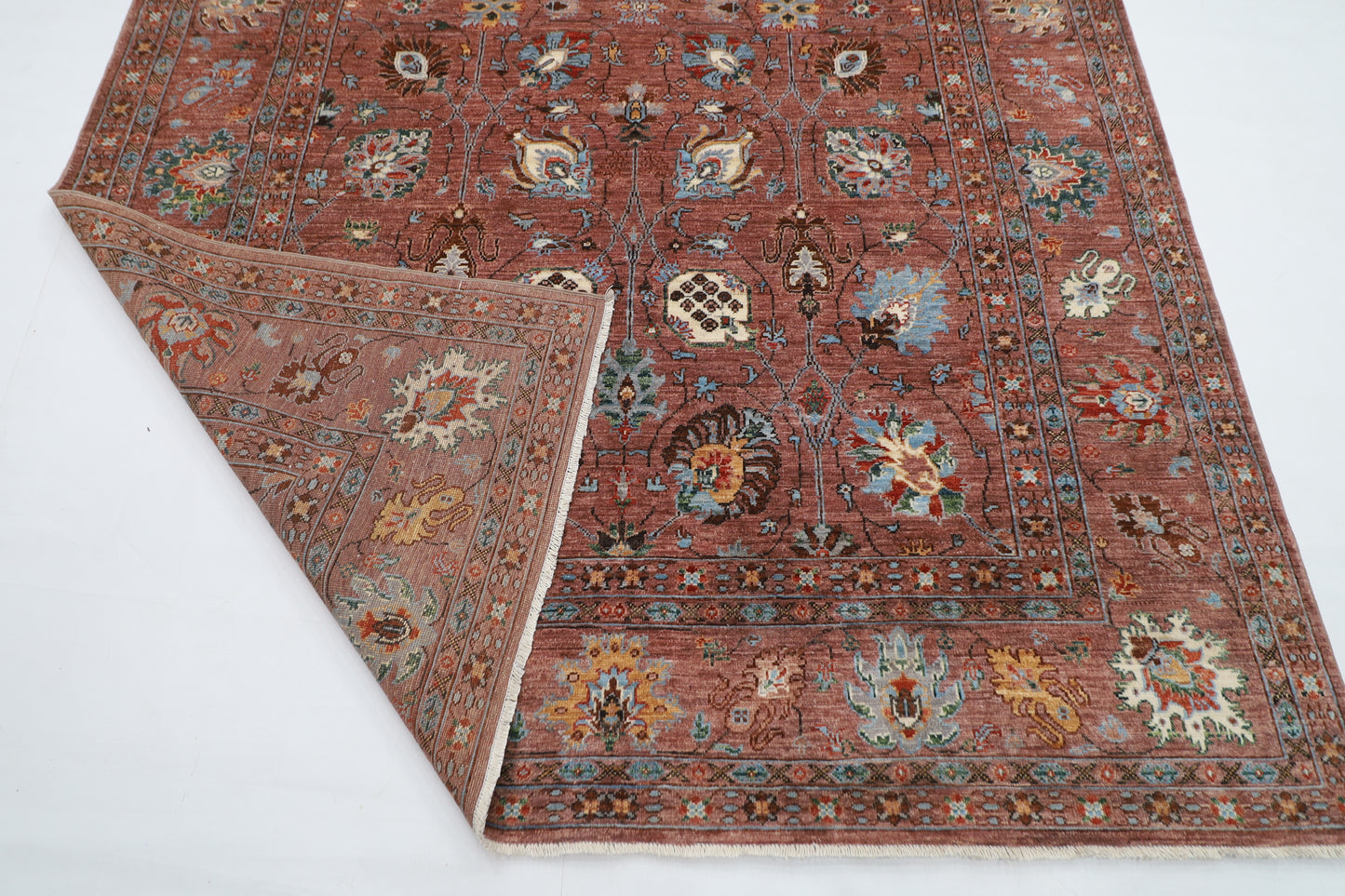 197 x 297 cm |  floral Pink Tribal Area Rug Afghan Hand Knotted veg Dye Wool carpet